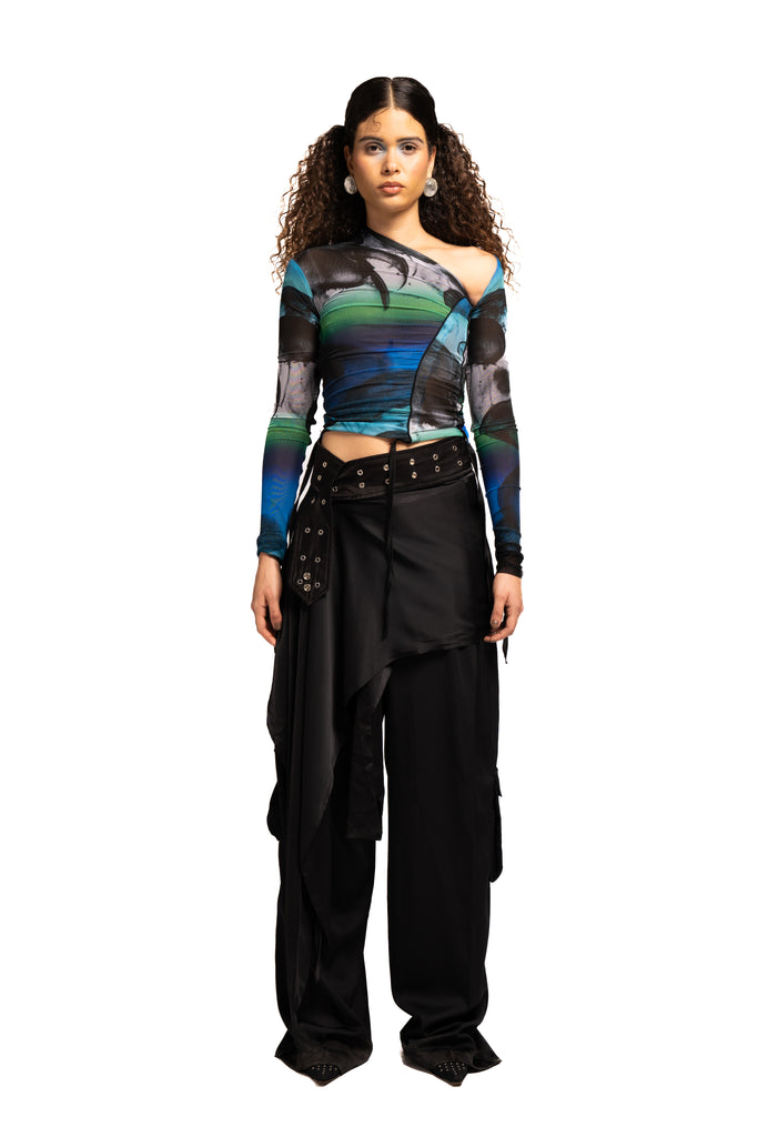Hook layered skirt trousers